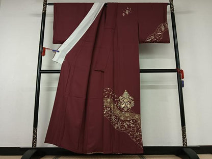 平和屋着物▽染織作家　染織デザイナー　大島明　訪問着　単衣　花鳥文　金彩　さが美扱い　正絹　逸品　AABD9455jh