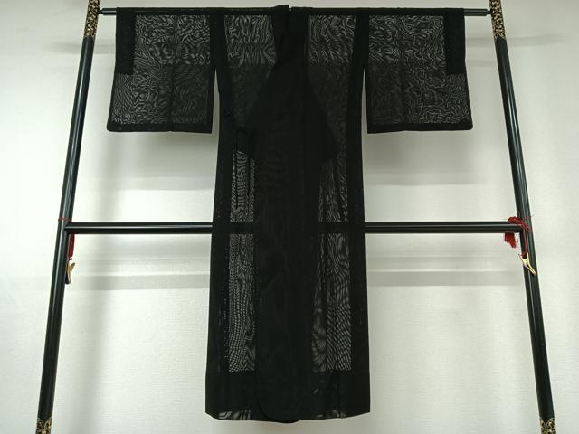 平和屋着物▽道中着　スリーシーズン　春夏秋　塵除け　濡羽色　黒地　正絹　逸品　AABD9457jh