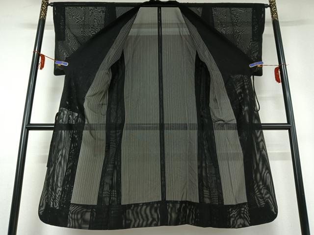平和屋着物▽道中着　スリーシーズン　春夏秋　塵除け　濡羽色　黒地　正絹　逸品　AABD9457jh