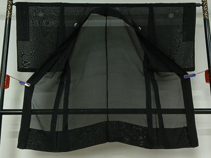 平和屋着物▽男性　黒紋付　羽織　スリーシーズン　春夏秋　塵除け　正絹　逸品　AABD9458jh