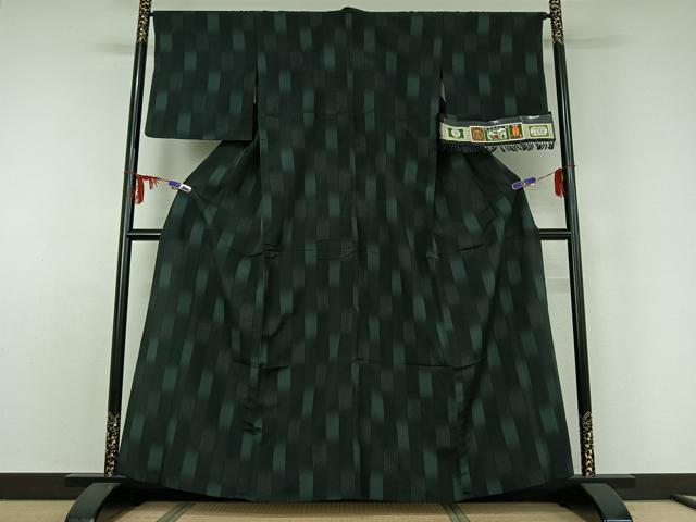 平和屋着物▽本塩沢 単衣 やまだ織 縞 やまと誂製 証紙付き 正絹 逸品 AABD9459jh