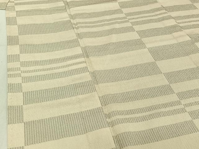 平和屋着物▽本塩沢 単衣 横段文 証紙付き 正絹 逸品 AABD9460jh