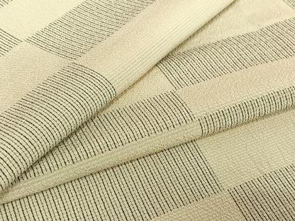 平和屋着物▽本塩沢 単衣 横段文 証紙付き 正絹 逸品 AABD9460jh
