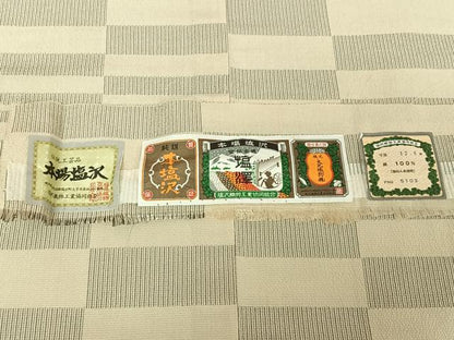 平和屋着物▽本塩沢 単衣 横段文 証紙付き 正絹 逸品 AABD9460jh