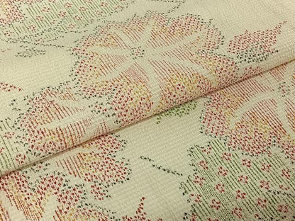 平和屋着物▽本塩沢 単衣 草花文 正絹 逸品 AABD9462jh