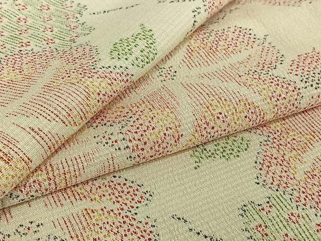 平和屋着物▽本塩沢 単衣 草花文 正絹 逸品 AABD9462jh