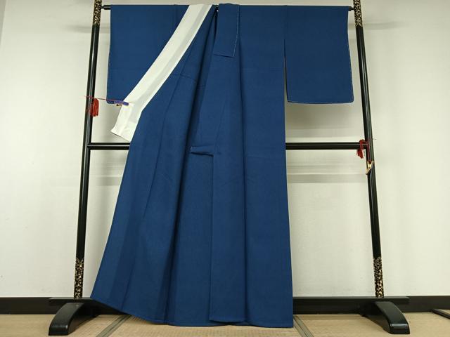平和屋着物▽上質な色無地 単衣 瑠璃紺色 正絹 逸品 AABD9464jh