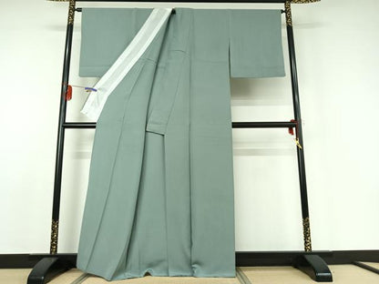 平和屋着物▽上質な色無地 単衣 秘色色 正絹 逸品 AABD9465jh
