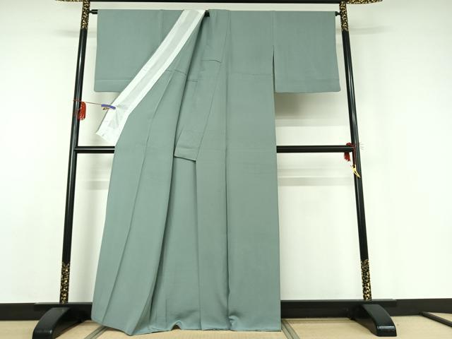 平和屋着物▽上質な色無地 単衣 秘色色 正絹 逸品 AABD9465jh