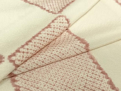平和屋着物▽上質な小紋 単衣 市松文様 正絹 逸品 AABD9473jh