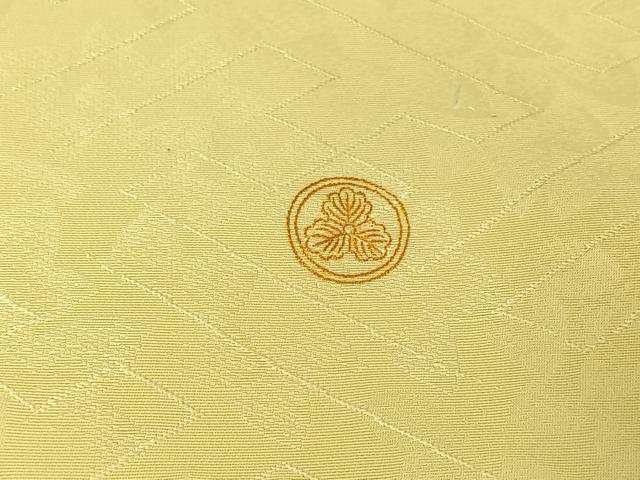 平和屋着物▽上質な色無地 単衣 草花地紋 鳥の子色 正絹 逸品 AABD9476jh