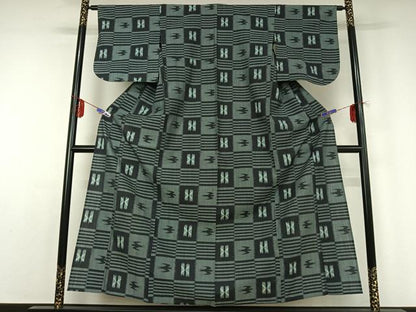 平和屋着物▽小紋 単衣 琉球絣 AABD9479jh