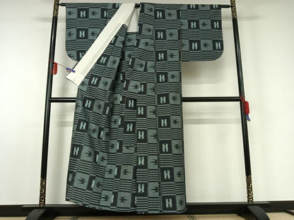 平和屋着物▽小紋 単衣 琉球絣 AABD9479jh