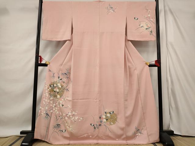 平和屋着物●訪問着　花蝶文　金彩　正絹　逸品　AABF3987ck 平和屋着物□訪問着 花蝶文 暈し染め 金彩 正絹 逸品 AABD9508st