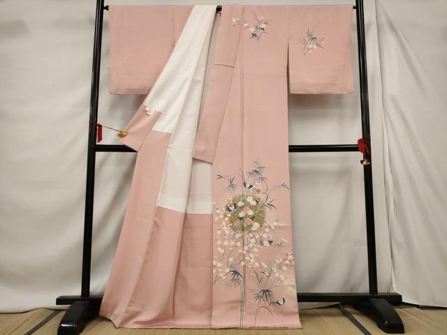 平和屋着物▽訪問着　単衣　花蝶文　正絹　逸品　AABC6164jh 平和屋着物▽訪問着 単衣 枝花文 暈し染め 金彩 正絹 逸品 AABC0573fy