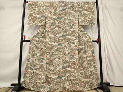 平和屋着物■上質な小紋　風景花文　正絹　逸品　AABD9590st