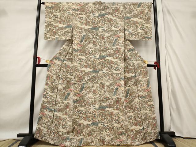 平和屋着物■上質な小紋　風景花文　正絹　逸品　AABD9590st