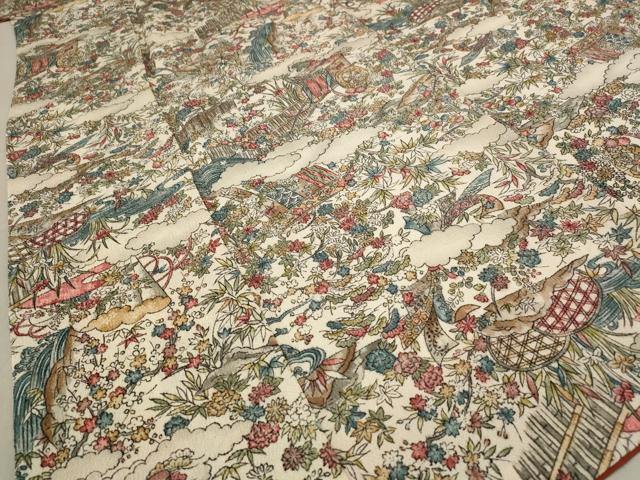 平和屋着物■上質な小紋　風景花文　正絹　逸品　AABD9590st