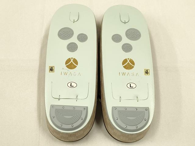 平和屋着物●IWASA　和装小物　和装草履　市松模様　Lサイズ　逸品　未使用　AABD9713ay