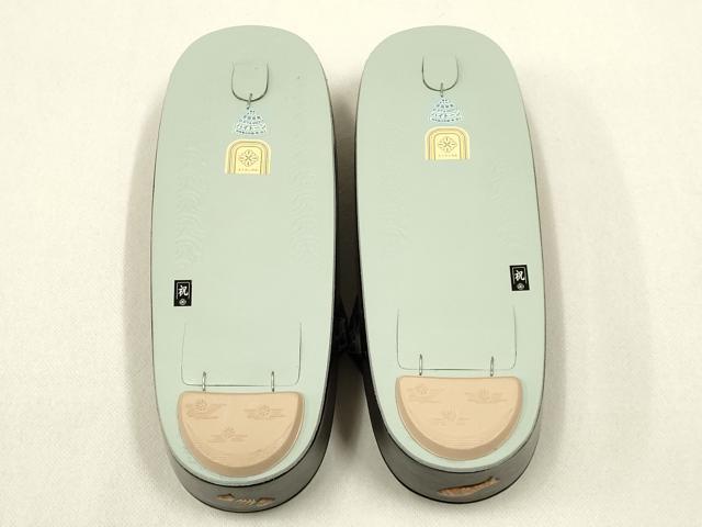 平和屋着物●和装小物　和装草履　コルク　箔加工　猫　逸品　AABD9715ay