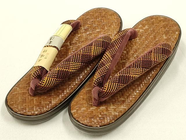平和屋着物●和装小物　和装草履　網代　本漆　花緒：五嶋紐　逸品　未使用　AABD9717ay 平和屋着物○和装小物 和装草履 網代 本漆 花緒:五嶋紐 逸品 未