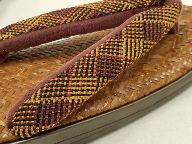 平和屋着物●和装小物　和装草履　網代　本漆　花緒：五嶋紐　逸品　未使用　AABD9717ay 平和屋着物○和装小物 和装草履 網代 本漆 花緒:五嶋紐 逸品 未