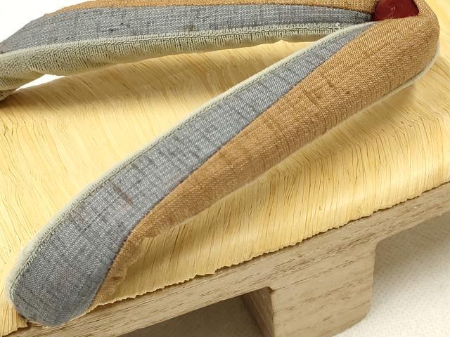 平和屋着物●和装小物　下駄　伊と忠　畳表　鼻緒:紬地　逸品　未使用　AABD9719ay