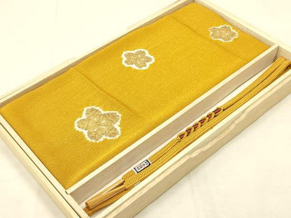 平和屋本店●和装小物　帯締め・帯揚げセット　絞り　金彩　正絹　逸品　未使用　AABD9752ay