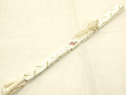 平和屋本店●和装小物　帯締め・帯揚げセット　礼装用　笹浪唐組　金糸　亀房付き　正絹　逸品　未使用　AABD9753ay