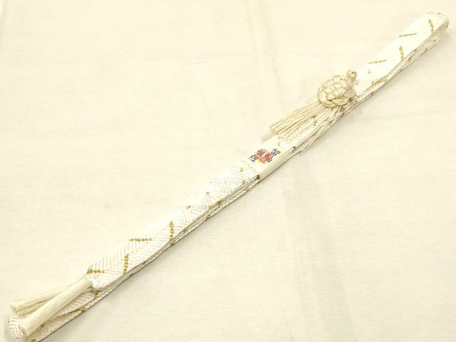 平和屋本店●和装小物　帯締め・帯揚げセット　礼装用　笹浪唐組　金糸　亀房付き　正絹　逸品　未使用　AABD9753ay