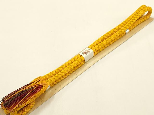 平和屋本店●和装小物　帯締め・帯揚げセット　振袖用　総絞り　蔦草花文　金糸　撚り房　正絹　逸品　未使用　AABD9763ay