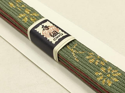 平和屋本店●和装小物　帯締め・帯揚げセット　高麗組 綾出し　流水文　暈し染め　金糸　正絹　逸品　未使用　AABD9766ay
