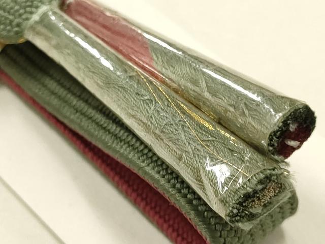 平和屋本店●和装小物　帯締め・帯揚げセット　高麗組 綾出し　流水文　暈し染め　金糸　正絹　逸品　未使用　AABD9766ay