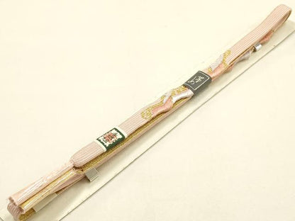平和屋本店●和装小物　帯締め・帯揚げセット　高麗組　短冊花文　暈し染め　金糸　金彩　さんび謹製　正絹　逸品　未使用　AABD9767ay