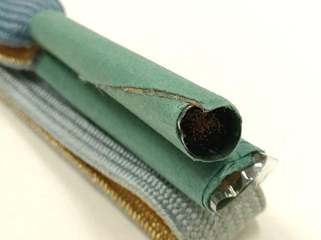 平和屋本店●和装小物　帯締め・帯揚げセット　高麗組　手描き　風景文　暈し染め　金糸　正絹　逸品　未使用　AABD9768ay