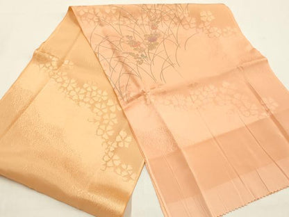 平和屋本店●和装小物　帯締め・帯揚げセット　笹浪組　草花文　暈し染め　金糸　金彩　正絹　逸品　未使用　AABD9771ay