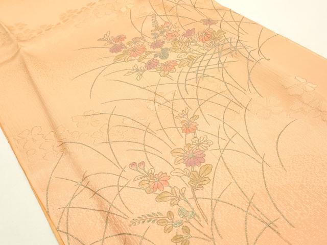 平和屋本店●和装小物　帯締め・帯揚げセット　笹浪組　草花文　暈し染め　金糸　金彩　正絹　逸品　未使用　AABD9771ay