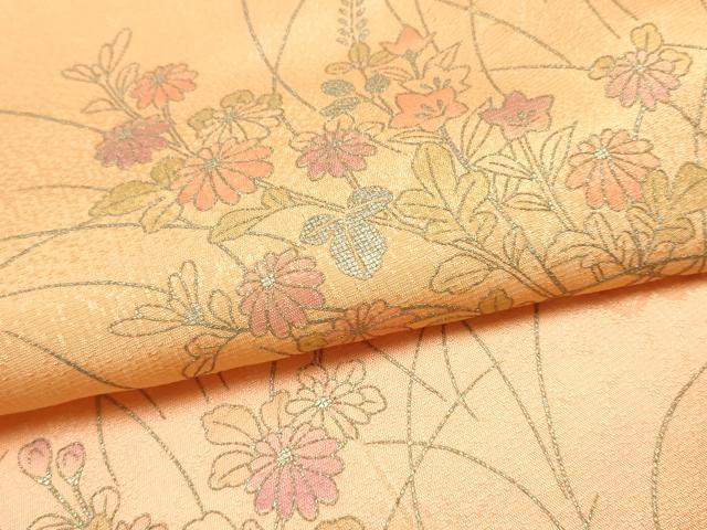 平和屋本店●和装小物　帯締め・帯揚げセット　笹浪組　草花文　暈し染め　金糸　金彩　正絹　逸品　未使用　AABD9771ay