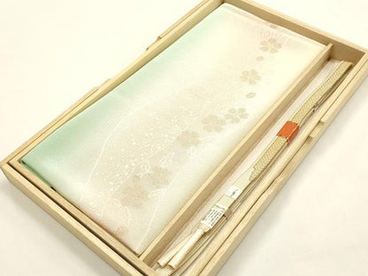 平和屋本店●和装小物　帯締め・帯揚げセット　高麗組　流水花文　暈し染め　三分金糸　武者小路謹製　正絹　逸品　未使用　AABD9773ay