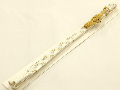 平和屋本店●和装小物　帯締め・帯揚げ・扇子セット　礼装用　雪輪花文　金糸　亀房付き　正絹　逸品　未使用　AABD9775ay