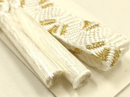 平和屋本店●和装小物　帯締め・帯揚げ・扇子セット　礼装用　雪輪花文　金糸　亀房付き　正絹　逸品　未使用　AABD9775ay