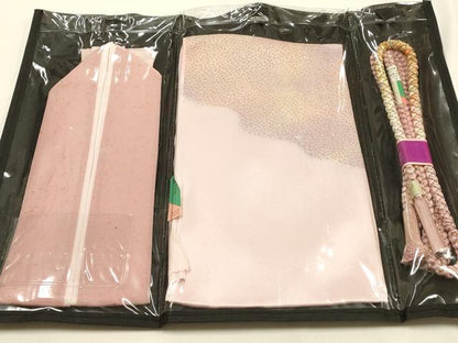 平和屋着物●和装小物　帯締め・帯揚げ・伊達衿セット　霞文　暈し　金糸　金銀彩　さが美扱い　正絹　逸品　未使用　AABD9784ay