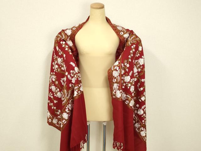 平和屋着物●和装小物　OKAJIMA　岡重謹製　ショール　ストール　インド刺繍　和装併用　防寒　レディース　逸品　AABD9797ay 平和屋着物○和装小物 OKAJIMA 岡重謹製 ショール ストール インド刺繍