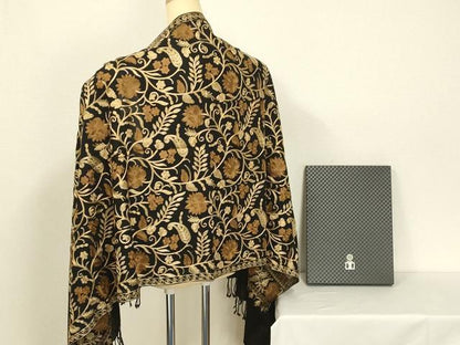 平和屋着物●和装小物　OKAJIMA　岡重謹製　ショール　ストール　インド刺繍　和装併用　防寒　レディース　逸品　AABD9798ay
