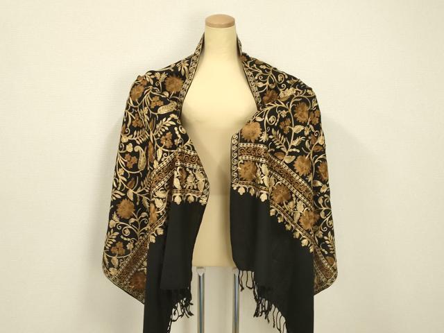 平和屋着物●和装小物　OKAJIMA　岡重謹製　ショール　ストール　インド刺繍　和装併用　防寒　レディース　逸品　AABD9798ay