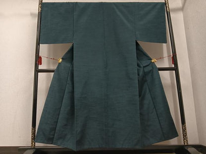 平和屋着物●男性　紬　アンサンブル　色無地　百入茶色　正絹　逸品　AABD9812ph