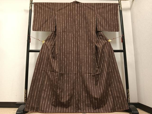 平和屋着物●上質な紬 間道 正絹 逸品 未使用 AABD9824ph