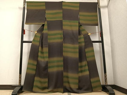 平和屋着物●上質な小紋　段違い文　暈し染め　正絹　逸品　AABD9833ph