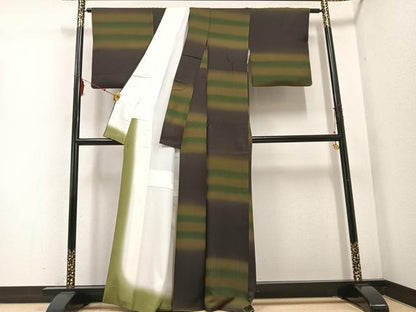 平和屋着物●上質な小紋　段違い文　暈し染め　正絹　逸品　AABD9833ph
