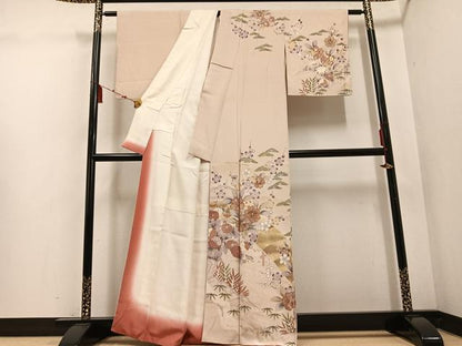 平和屋着物●訪問着　草花文　金彩　正絹　逸品　AABD9848ph
